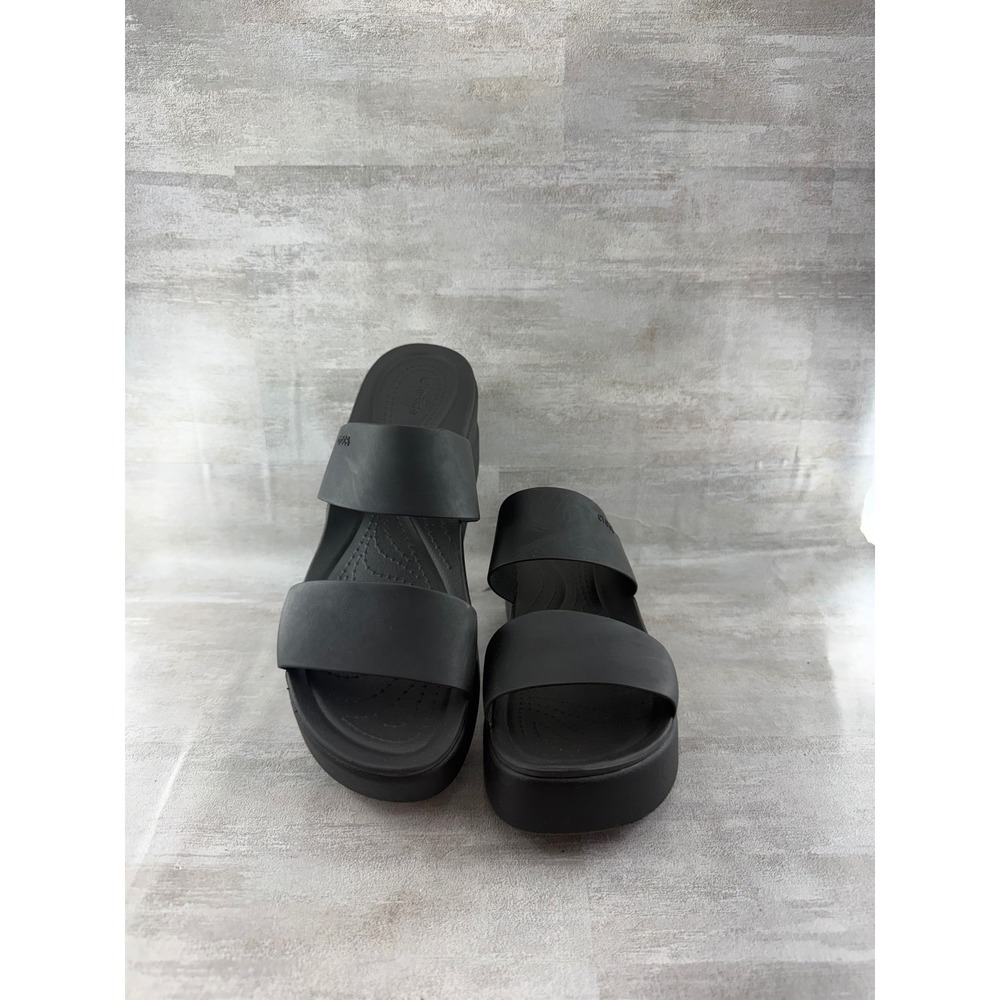 Crocs Brooklyn Low Wedge Sandals Black Double Strap Platform 206219 Women Sz 8